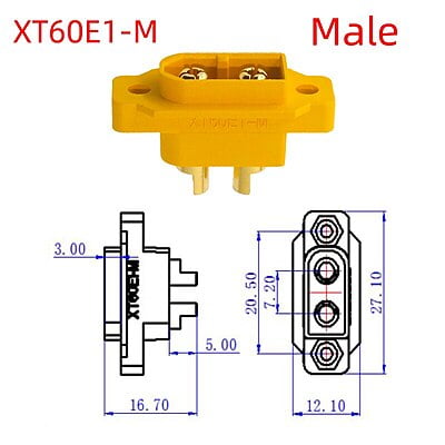 Amass XT60E1-M Surface Mounted Connector