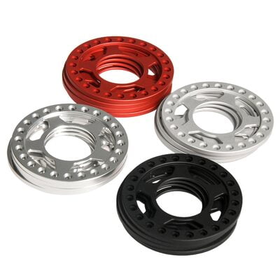 1.9" Aluminium 5 Spoke Star Beadlock Rings Red Silver Grey Black