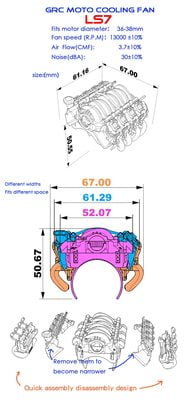 Scale Motor Cover Fan Cooling V8 TRX4 TRX6 AXIAL SCX10 90046 VS4