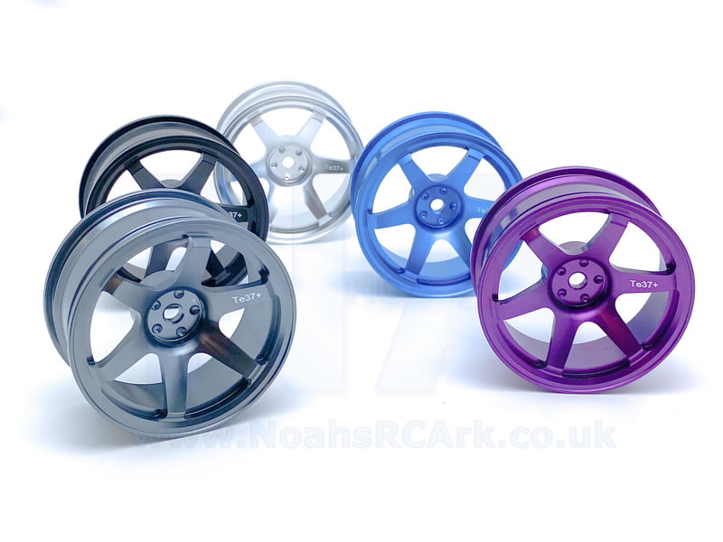 RC Car Alloy Wheel 6 Spoke Rim Kyosho Tamiya HSP Sakura HPI Blue/Black 52mm 1/10