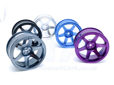 RC Car Alloy Wheel 6 Spoke Rim Kyosho Tamiya HSP Sakura HPI Blue/Black 52mm 1/10