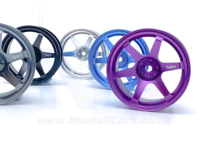 RC Car Alloy Wheel 6 Spoke Rim Kyosho Tamiya HSP Sakura HPI Blue/Black 52mm 1/10