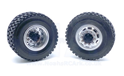 1/14 Scale Tamiya Low Loader Truck Wheels & Tyres Aluminium