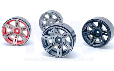 1.9" Beadlock Aluminium Alloy Red Gun Metal Black Crawler Car RC 4 Wheels Rim