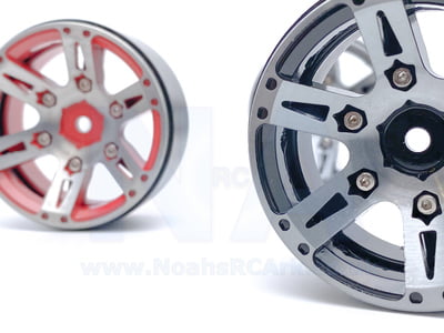 1.9" Beadlock Aluminium Alloy Red Gun Metal Black Crawler Car RC 4 Wheels Rim