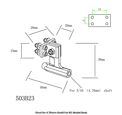D=4.76 L=20 H=38 Strut D=4.76 L=20 H=38 Strut