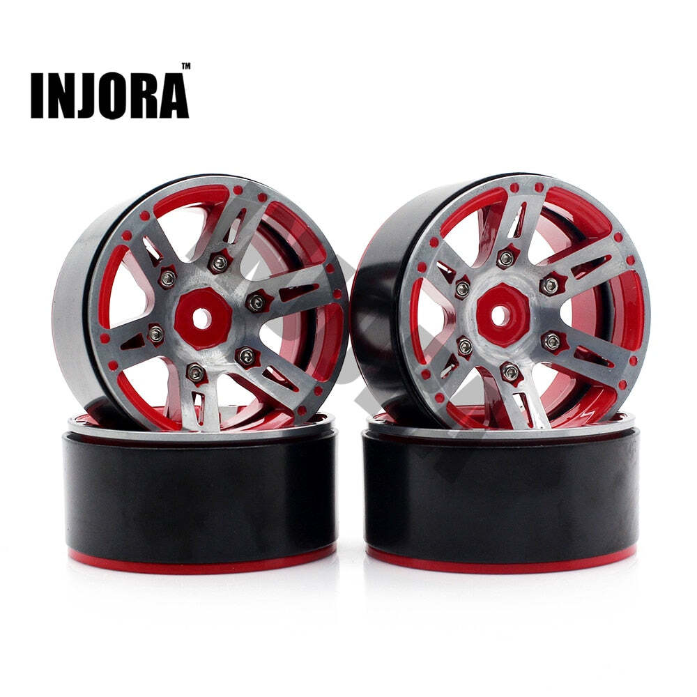 INJORA 4 Roues 1,9 Pouces Avec Pneus Et Jantes Beadlock En Métal Pour RC Crawler 1:10 – Compatible SCX10, TRX4, D90, Gen8